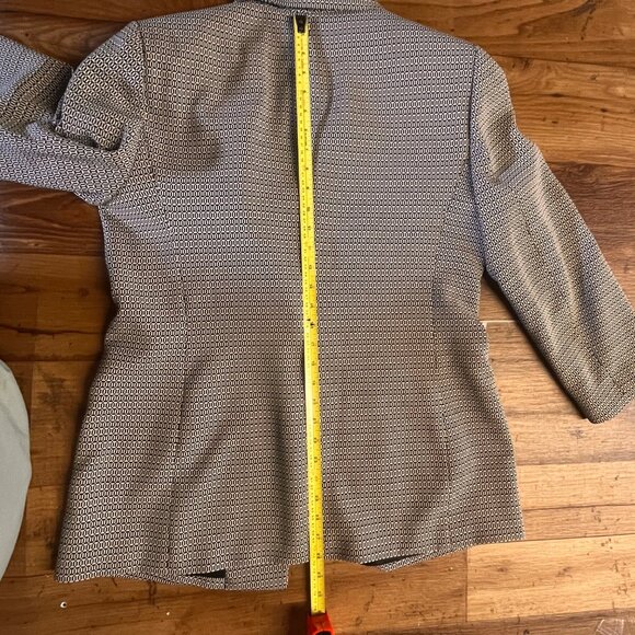 Le Suit Womens Black White Geometric Blazer Skirt Set Size 14 Office Career Corp - Picture 14 of 16